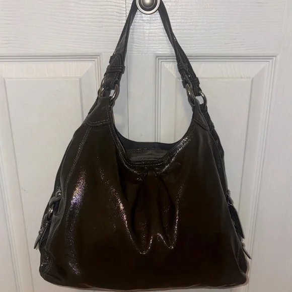 Coach Madison Patent Leather Shoulder Bag 2009 in EUC with hang tag. Gray/Green - Picture 6 of 9